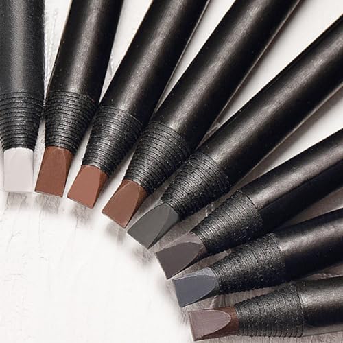 6pcs Waterproof White Black Brown Pre-Draw Mapping Pencils Peel off Eyebrow Pencil Hard Permanent Makeup Eyebrow Pencil (Mix Color)