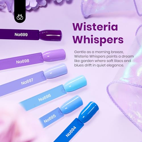 Beetles Gel Nail Polish Set - 6 Colors Hema-Free 15ML Full Size Baby Blue Purple Kit Wisteria with Red Winter 6 Burgundy Orange Pink 15ML