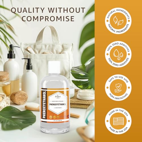 PHENOXYETHANOL Preservative Liquid (32 oz) Paraben-Free; Formaldehyde-Free; Water & Oil Soluble | Suitable for Soap Making, Lotions, Conditioners, Creams | Keeps Products Fresh & Safe | 32 Ounces