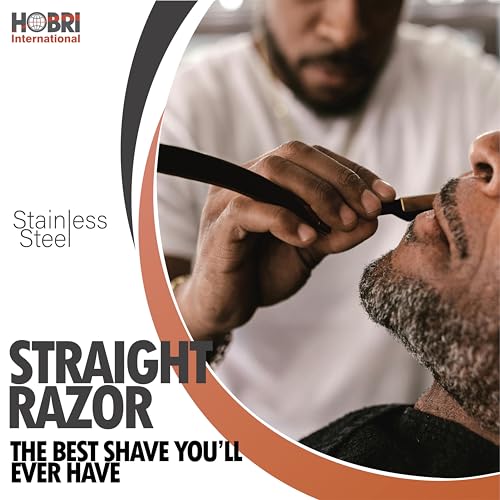 Premium Barber Straight Edge Razor with 10 Blades Men's Manual Shaver Salon Quality Razor (Black)