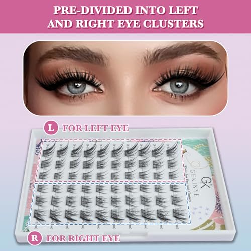 Fox Eye Lash Clusters Wispy: Natural Left & Right Individual Lashes 60 Pcs DIY Eyelash Extensions 9-13mm Cluster Lashes