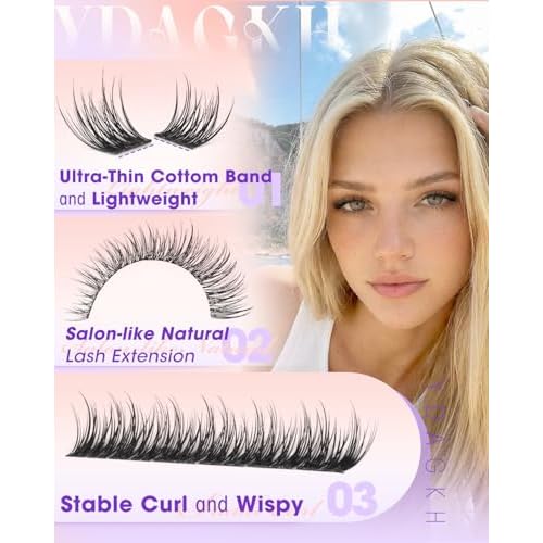 Lash Clusters Natural Cluster Eyelash Extensions Wispy Individual Eyelash Clusters 8-16mm CC Curly DIY Lash Extension Reusable Salon-effect Eyelash Extension for Clean Beauty by YDAGKH