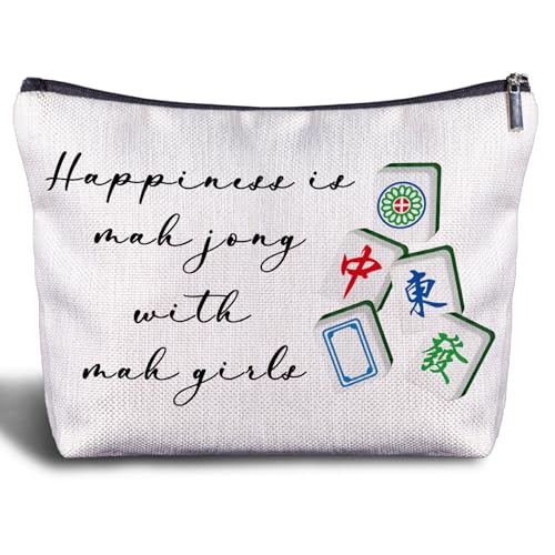Mahjong Gifts Cosmetic Bag - Mahjong Makeup Bag Women's Zippered Bag, Friendship Gifts for Mahjong Lover- A