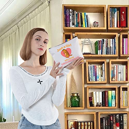 LEVLO Funny Groundhogs Cosmetic Make up Bag Animal Lover Gift Just A Girl Who Loves Groundhogs Makeup Zipper Pouch Bag Groundhogs Lover Gift (Loves Groundhogs)