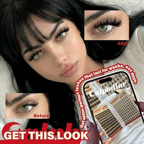 Calphdiar Lash Clusters Wispy & Manga Eyelash Clusters 8-18MM DIY Volume Lash Extensions C Curl Individual Lashes for Daily Wear & Glam Looks Reusable Lash Clusters for Beginners