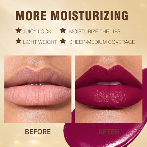 MAKI YIKA Burgundy Lipstick for Women Moisture Hydrate Lipsticks Glossy Purple Lipsticks Sheer Finish Lightweight Tinted Lip Balm (Z19 To You)