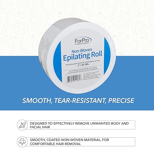 ForPro Non-Woven Epilating Roll for Body and Facial Hair Removal, Tear-Resistant, Lint-Free, 3¡± x 55 Yards, White