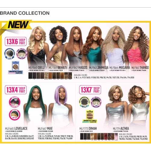 BOBBI BOSS HD Undetectable Lace Front Wig Glueless 13X6 MLF861 Behati (Jet Black 1)