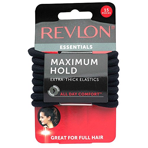 Revlon Strong Hold 2 Count Hair Claw Clips and 15 Count Extra Thick Black Hair Elastics