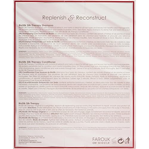 BioSilk Silk Therapy Trio Gift Set: Silk Infused Shampoo, Conditioner & Serum for All Hair Types, Restores & Maintains Hair Health, Paraben & Sulfate Free, 21 Fl Oz