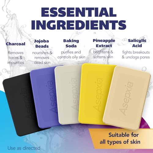 Asepxia Soap Face Wash Variety Pack ? 4 Facial Bars for Acne Treatment, and 1 Facial Bar For Brighteness & Softness | Oil Removal, Blackhead Care in a Complete Skin Routine | 4 oz Each | 5-Pack