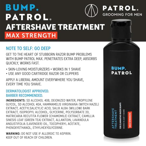 Bump Patrol Maximum Strength Aftershave Treatment Serum ? Razor Bump Stopper and Ingrown Hair Treatment for Men and Women, Fast Acting Formula - 2 oz (Pack of 4)