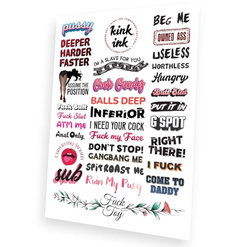 31 x Hardcore Words and Phrases Temporary Tattoo Kinky Sticker