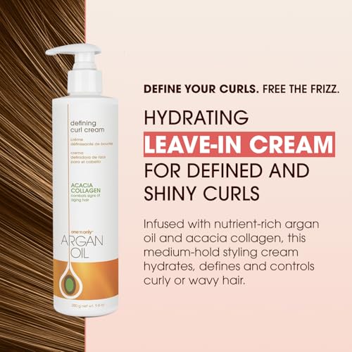 One 'n Only Defining Curl Cream with Argan Oil, Leave-in Conditioning Cream, Defines and Leaves Strong Curly Hair, Enhances Shine and Hydrates Without Sticky Residue, 9.8 Ounces