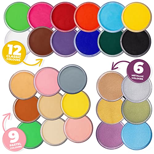 Blue Squid Face Paint Water Based Single Cake Professional Face & Body Paint - Water Activated, Kids Adults Face Painting for Costume, Halloween Makeup, Cosplay - Classic Black & White Face Paint 30g