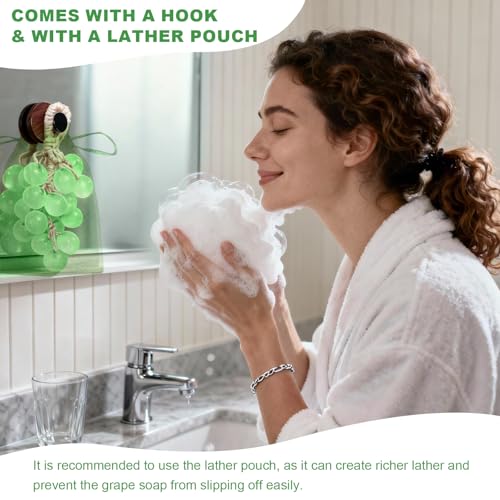 Grape Soap on a Rope, Grape-Shaped Decorative Handmade Soap with Light Fragrance, Enhances Bathroom Decor, Aesthetic Display & Gentle Hand Wash for Holiday & Housewarming Gifts (1, Gree)