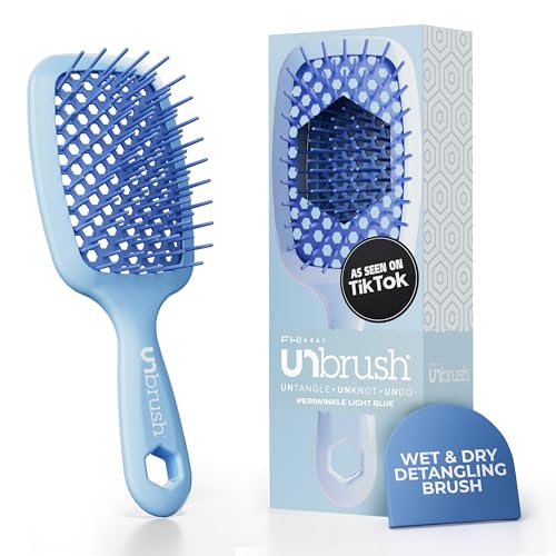 FHI Heat UNbrush Detangling Brush for Pain-Free Brushing on All Wet or Dry Hair Types ? Durable DuoFlex Anti-Static Bristles, Lightweight Handle, Vented Hair Brush