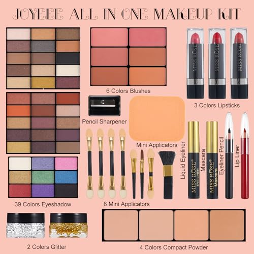 All-in-One Makeup Gift Set Carry All Makeup Kit Women Full Kit With Makeup Bag Concealer Lipgloss Lipstick Blush Foundation Face Powder Eyeshadow Palette Cosmetic Palette #8