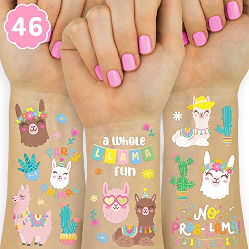 xo, Fetti Llama Temporary Tattoos - 46 Metallic Designs | Fiesta Animal Birthday Party Decorations, Cactus Desert Party Favors, Llama Arts and Crafts