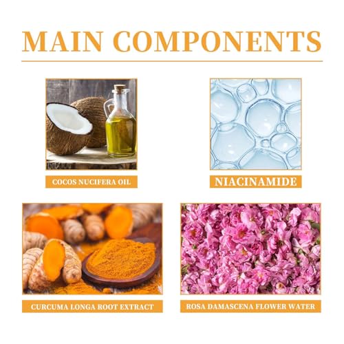2 Pcs Turmeric Facial Cleanser, Deep Cleansing Brightening Exfoliating Turmeric Foaming Face Glow Wash with Brush for All Skin
