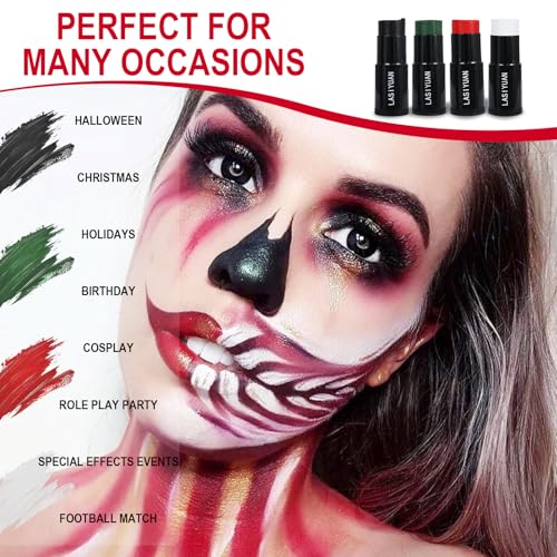 Face Body Paint Stick (BLACK+WHITE+GEEEN)£¬Water Resistant Sports Body Makeup Athletes Softball£¬ Professional Halloween Face Makeup Kit £¬for Halloween costume£¬ Zombie Clown Vampire