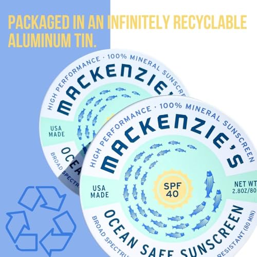 MacKenzie's SPF 40 Ocean Safe Sunscreen Tin - Mineral Based - Eco Friendly - Gifts for Fishermen - Gifts for Men - Applies Sheer