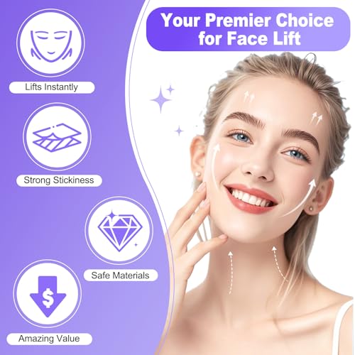 Neck Tape Lifting Invisible,Face Lift Tape,Face Tape Lifting Invisible,200PCS Neck Lift Tape Turkey, Tightening Face Lifter Tape Facial Tape for Sagging Skin Double Chin Jowls Eyes Wrinkles Makeup