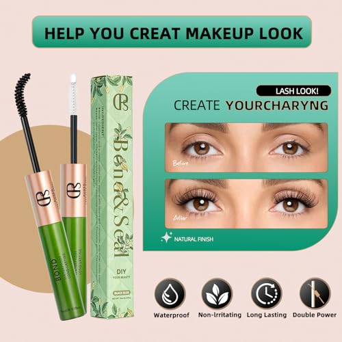 Lash Bond and Seal Eye Lash Glue Individual Eyelash Glue 2 in 1 Formula 5ml+5ml Long Lasting, Waterproof, Non-Irritating, Sleep Proof, DIY Extension, for Stunning Eyes, for Eyelash Cluster