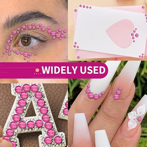 3555 PCS Face Gems Rhinestones Stickers - Temporary Tattoo Jewels for Crafts 3/4/5/6/8MM - Stick On Hair Gems Makeup Self Adhesive Crystal Stickers for Scrapbooking (Light Pink)