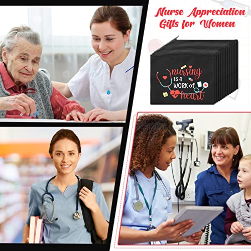 LEIFIDE 24 Pieces Valentine's Day Nurse Gifts Makeup Bags Nurse Appreciation Gift for Women, Canvas Cosmetic Bag Practitioner(Fresh Style)