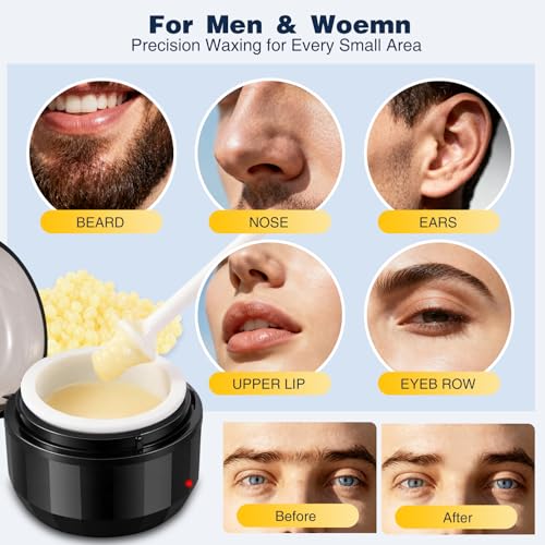 Nose Wax Kit, Nose Ear Hair Waxing Kit for Men and Women with 100g Wax, 40 Sticks, Nose Ear Hair Removal Kit, USB Fast Heat, Smart Temperature Control, Compact Travel Size