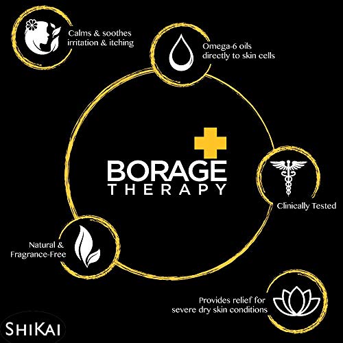 ShiKai Borage Therapy Dry Skin Lotion Moisturizer (16oz, Pack of 2) Unscented Skincare | Hydrating Lotion for Eczema, Dry Hands & Body | With Oatmeal, Shea