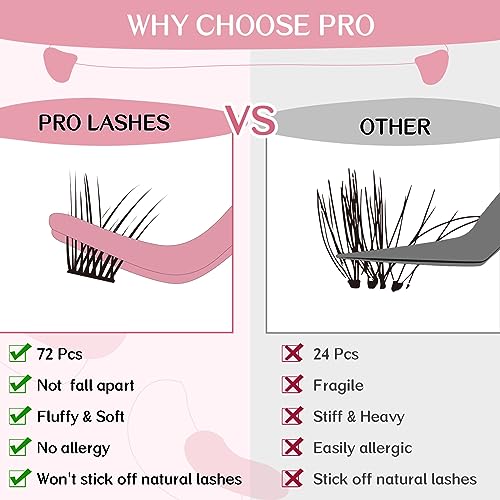 PRO LASHBEAUTY Cluster Lashes Lash Clusters Individual Lashes DIY Eyelash Extension C-8-16mix Thin Band Easy to Apply at home Lashes (Adore, C-8-16mix)