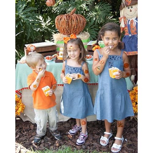 220 Pieces Thanksgiving Pumpkin Temporary Tattoos Stickers,20 Sheets Cute Pumpkin Themed Tattoos Stickers Party Decoration Supplies