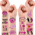 100 PCS Basketball Pink Temporary Tattoos Themed Birthday Party Decorations Favors Supplies D?cor Olympic Sports Game Tattoo Stickers Gifts For Game Boys Girls Classroom School Prizes Reward