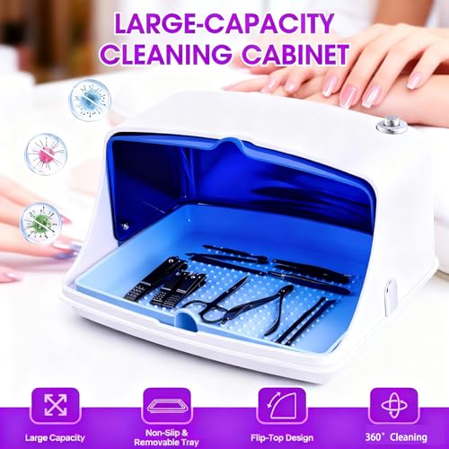 Large Capacity Nail Art Tool Sterilizer Box for Salon & Home Use - Professional Sterilizer Organizer for Manicure, Esthetician, Tattoo & Dental Accessories