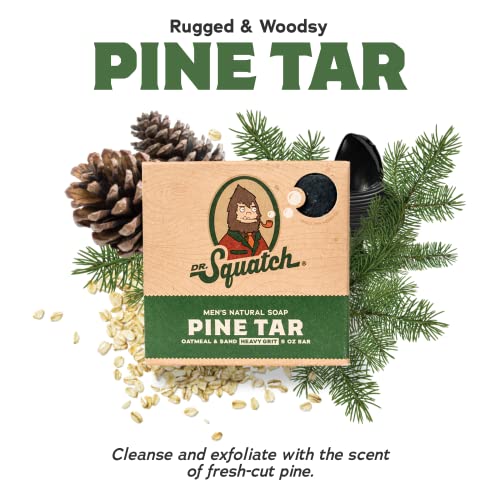 Dr. Squatch Natural Men¡¯s Bar Soap - Cold Process Body Soap Bar with Natural Oils - Gifts for Men - Pine Tar (5 oz, 5-Pack)