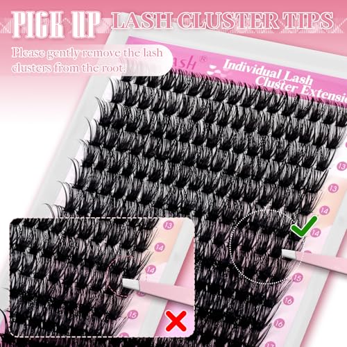 FADLASH Lash Clusters Kit 80D Eyelash Clusters 12-18mm Volume Cluster Eyelashes Extensions Fluffy Lashes Extension with Lash Bond and Seal Lash Tweezer (80D, 12-18mm)