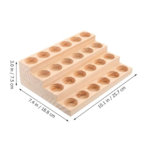 Healifty Wooden Essential Oil Organizer Rack 24 Slots Bottle Display Stand for 30Ml Dropper Bottles Perfume Nail Polish Storage Desktop Organizer