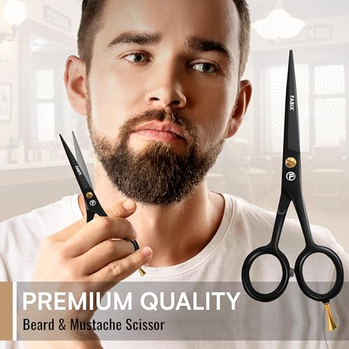 5¡± Professional Beard Mustache Scissors with 1 Beard Comb, 1 Mustache Comb and Travel Pouch - Perfect Beard Trimming Scissors for All Facial Hair Scissors - Grooming Scissors