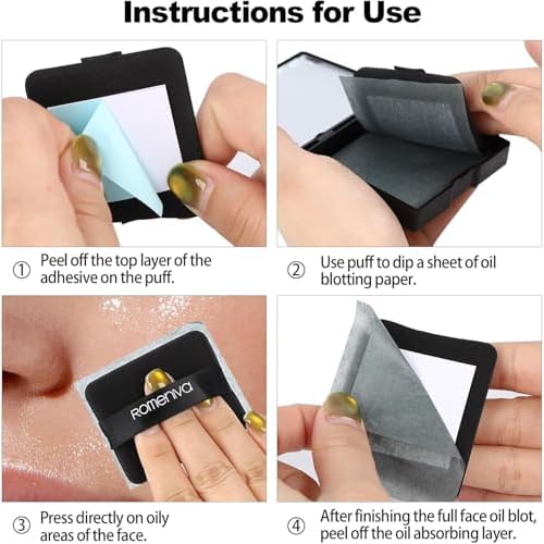 Oil Blotting Sheets for Face - 500 Sheets with Mirror & Puff | Super Absorbent Oil Control Film for Work, Gym & Events | Makeup-Friendly, Natural Blotting Papers for Oily Skin | Women, Men & Teens
