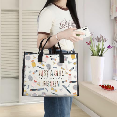WZMPA Diabetes Insulin Makeup Bag Diabetes Awareness Gifts Just A Gil That Needs Insulin Zipper Bag Diabetic Supply Kit (Just a girl insulin BG)