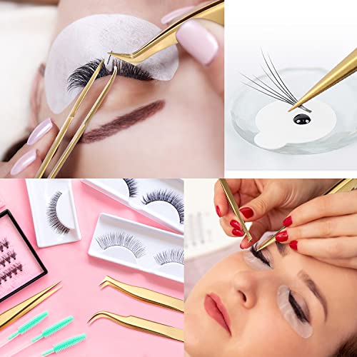 Etercycle High Precision Lash Tweezers Set - Includes 3 Stainless Steel Eyelash Tweezers for Classic Individual and Volume Lash Extensions. Complete with Storage Box