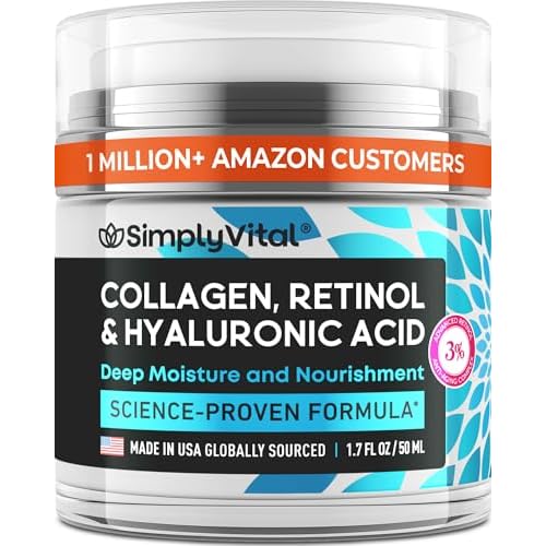 Anti-Aging Face Moisturizer with Retinol, Collagen & Hyaluronic Acid - Made in USA - Moisturizer Face Cream for Women & Men - Firming & Hydrating Neck Cream - Day & Night Skin Care - 1.7 fl oz