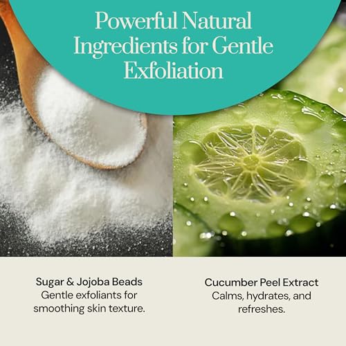 Soapstones Cucumber Facial Scrub - 100ml - Sugar and Jojoba Beads Exfoliating Face Scrub with Safflower Seed Oil to Remove Buildup and Renew Skin - Suitable for All Skin Types