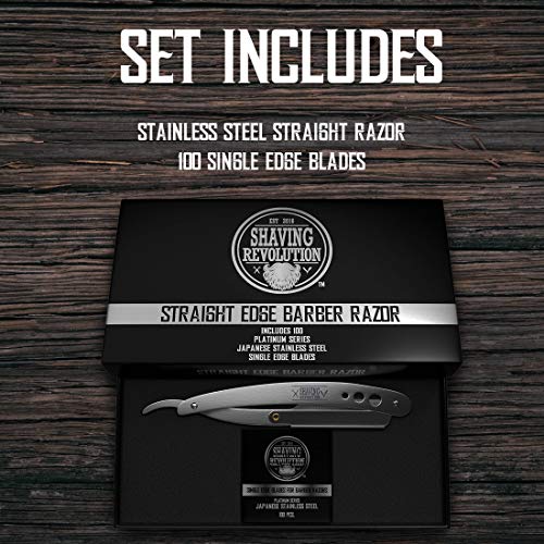 Straight Edge Barber Razor for Close Shaving - Professional Straight Blade Razor for Men with 100 Single Edge Blades- Mens Straight Razor Kit (Pack of 2)