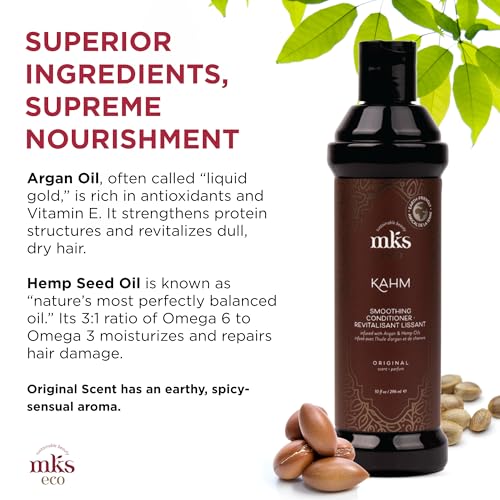 MKS eco Kahm Smoothing Conditioner, Original Scent - Detangle, Moisturize & Repair Hair - With Moroccan Argan Oil, Hemp Seed Oil & Vegetable Keratin Protein - Vegan, Cruelty Free