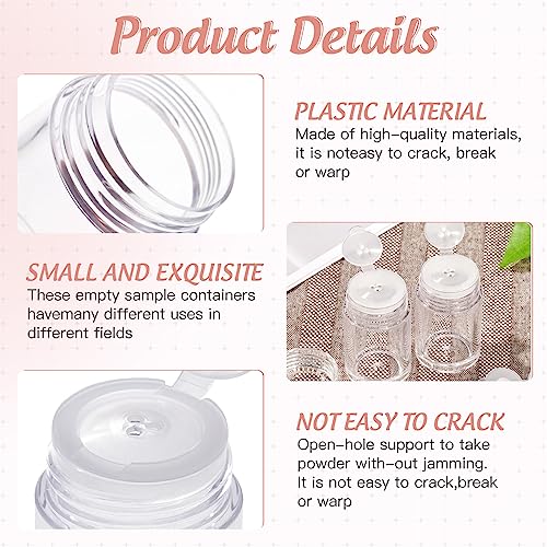 RAYNAG 6 Pieces Mini Empty Loose Powder Bottle, Travel Size Glitter Containers Eye Shadow Powder Shaker Bottle with Sifter and Lids (3 hole)