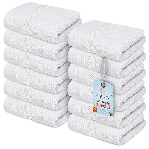 Infinitee Xclusives Luxury Towel Bundle - 2 Pack 600 GSM Bath Sheets (35x70) + 12 Soft 100% Cotton Wash Cloths (13x13) - Soft, Absorbent & Durable Towels for Everyday Comfort