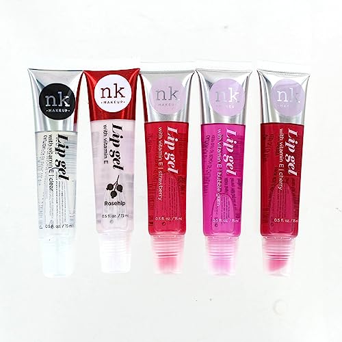 The Make-Up Artist Project 5 Pack Variety Bundle of Lip Gels With Viatmin E - Clear, Rosehip, Strawberry, Cherry, and Bubble Gum Hydrating Lip Glosses